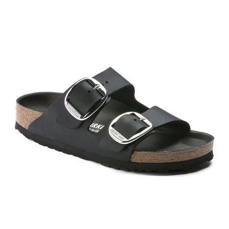 Birkenstock Arizona Big Buckle Slide Sandal (Women) - Black Oiled Leather Sandal - Slide - The Heel Shoe Fitters