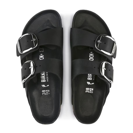 Birkenstock Arizona Big Buckle Slide Sandal (Women) - Black Oiled Leather Sandal - Slide - The Heel Shoe Fitters