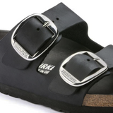 Birkenstock Arizona Big Buckle Narrow Slide Sandal (Women) - Black Oiled Leather Sandal - Slide - The Heel Shoe Fitters