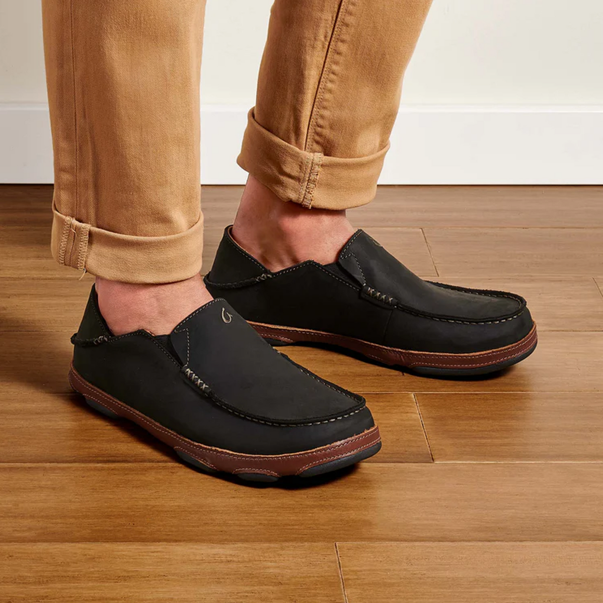 OluKai Moloa Slip On (Men) - Black/Toffee Dress-Casual - Slip Ons - The Heel Shoe Fitters