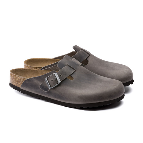 Birkenstock Boston Soft Footbed Clog (Unisex) - Iron Oiled Leather Dress-Casual - Clogs & Mules - The Heel Shoe Fitters