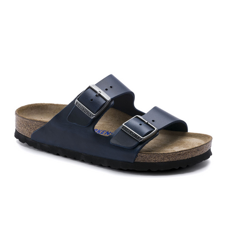 Birkenstock Arizona Soft Footbed Slide Sandal (Unisex) - Blue Oiled Leather Sandals - Slide - The Heel Shoe Fitters