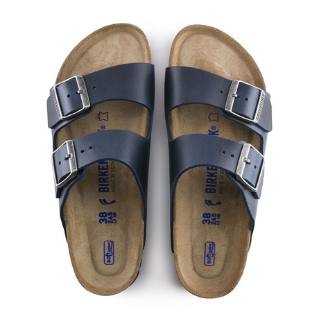 Birkenstock Arizona Soft Footbed Slide Sandal (Unisex) - Blue Oiled Leather Sandals - Slide - The Heel Shoe Fitters