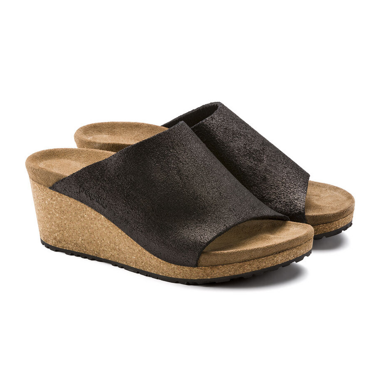 Birkenstock Namica Wedge Sandal (Women) - Washed Metallic Antique Black Suede Sandals - Heel/Wedge - The Heel Shoe Fitters