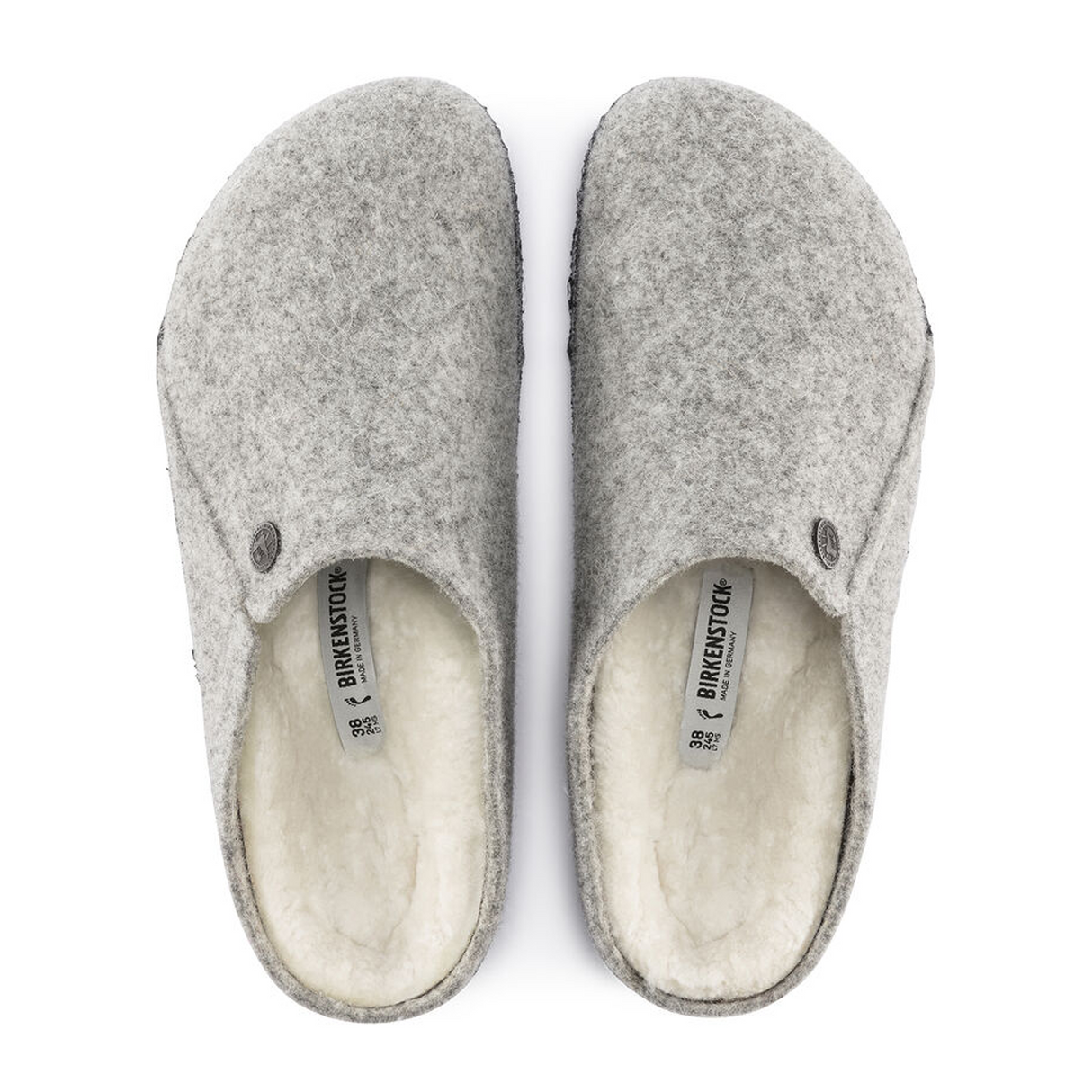 Birkenstock Zermatt Slipper (Women) - Light Gray Wool/Natural Shearling Dress-Casual - Slippers - The Heel Shoe Fitters