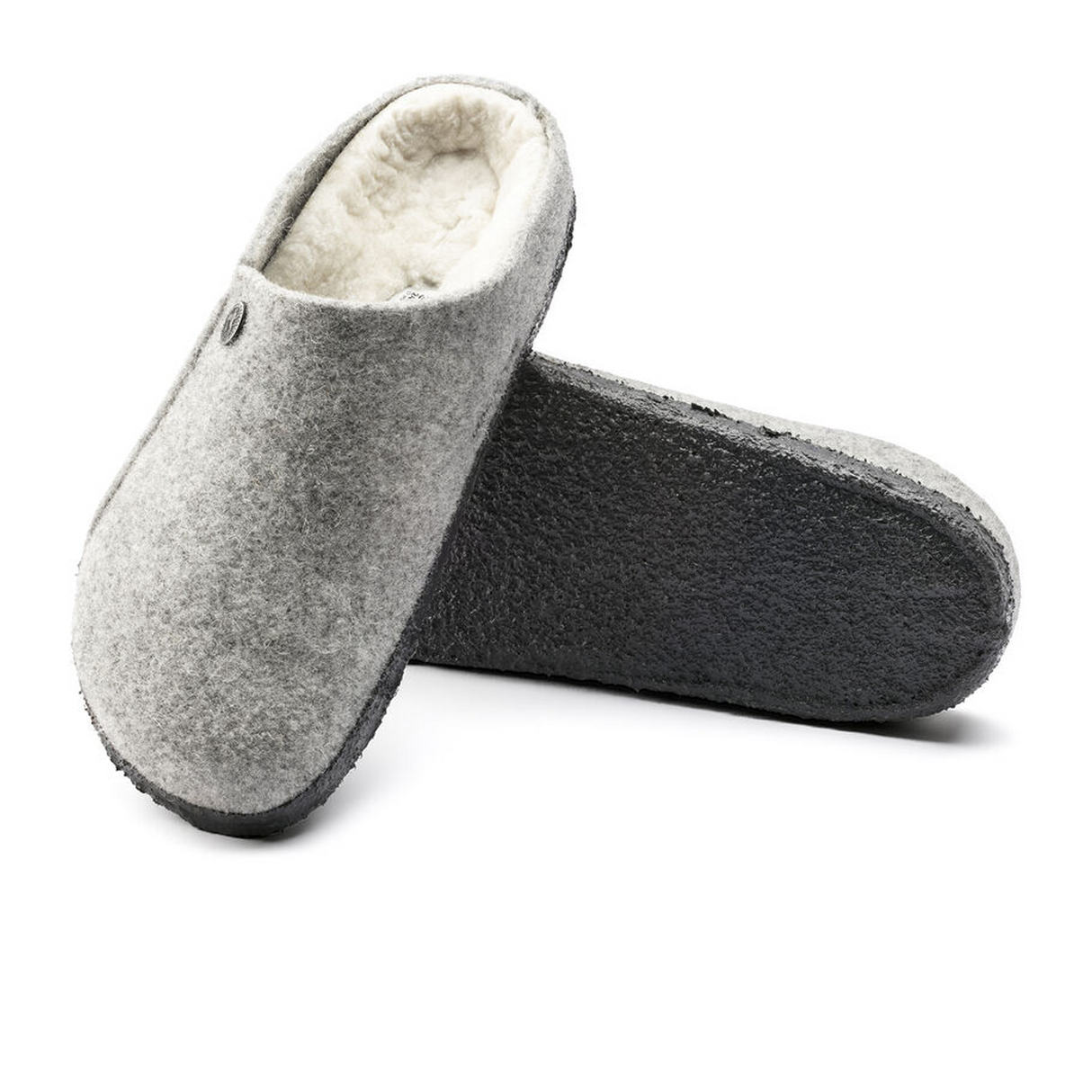 Birkenstock Zermatt Slipper (Women) - Light Gray Wool/Natural Shearling Dress-Casual - Slippers - The Heel Shoe Fitters