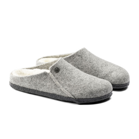 Birkenstock Zermatt Slipper (Women) - Light Gray Wool/Natural Shearling Dress-Casual - Slippers - The Heel Shoe Fitters