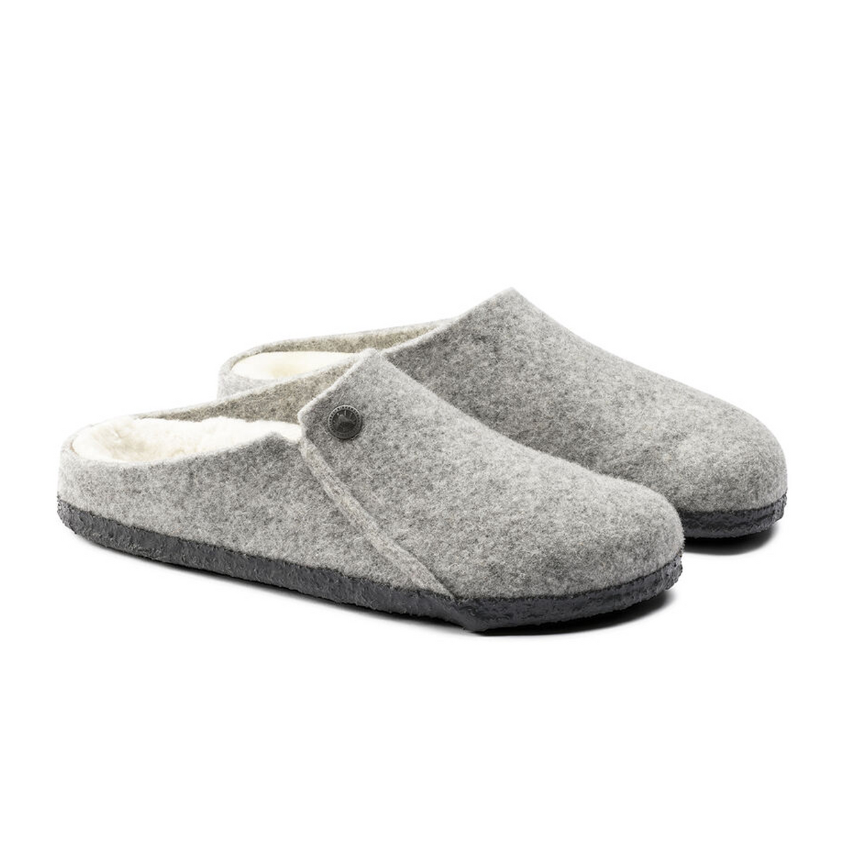 Birkenstock Zermatt Slipper (Men) - Light Gray Wool/Natural Shearling Dress-Casual - Slippers - The Heel Shoe Fitters