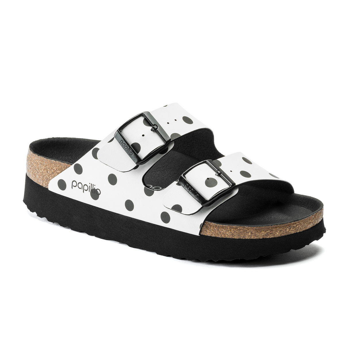 Birkenstock Arizona Slide Sandal (Women) - White/Black Dots Birko-Flor Sandals - Slide - The Heel Shoe Fitters