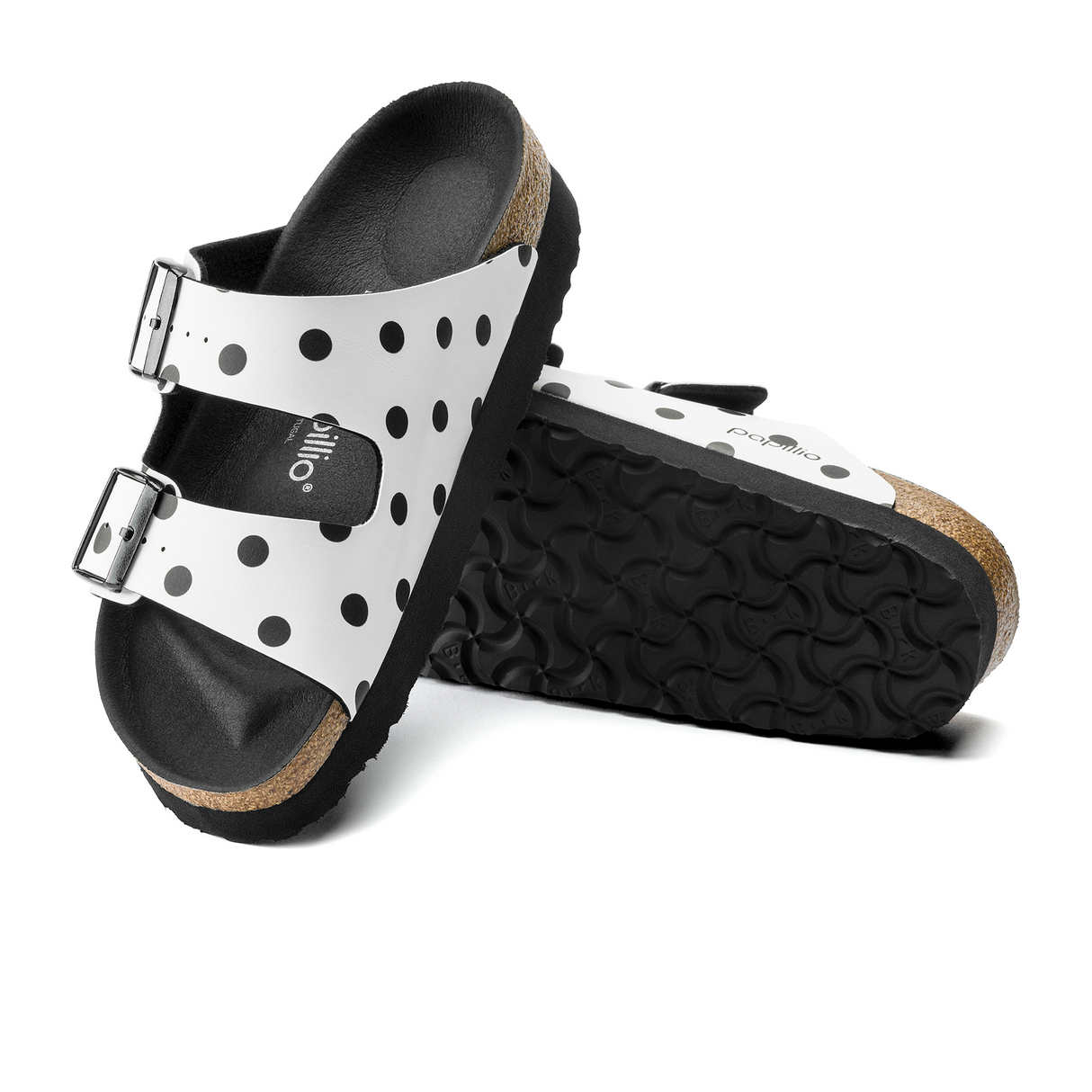 Birkenstock Arizona Slide Sandal (Women) - White/Black Dots Birko-Flor Sandals - Slide - The Heel Shoe Fitters