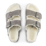 Birkenstock Arizona Slide Sandal (Women) - Stone Coin Suede/Natural Shearling Sandals - Slide - The Heel Shoe Fitters