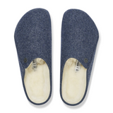 Birkenstock Zermatt Slipper (Men) - Dark Blue Wool/Natural Shearling Dress-Casual - Slippers - The Heel Shoe Fitters