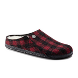 Birkenstock Zermatt Slipper (Men) - Red Plaid Wool/Natural Shearling Dress-Casual - Slippers - The Heel Shoe Fitters