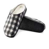 Birkenstock Zermatt Narrow Slipper (Women) - White Plaid Wool/Natural Shearling Dress-Casual - Slippers - The Heel Shoe Fitters