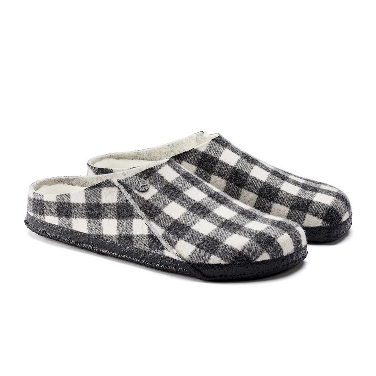 Birkenstock Zermatt Narrow Slipper (Women) - White Plaid Wool/Natural Shearling Dress-Casual - Slippers - The Heel Shoe Fitters