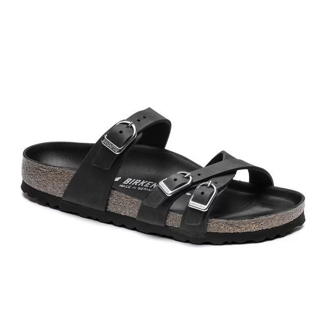 Birkenstock Franca Hex Narrow Slide Sandal (Women) - Black Oiled Leather Sandal - Slide - The Heel Shoe Fitters
