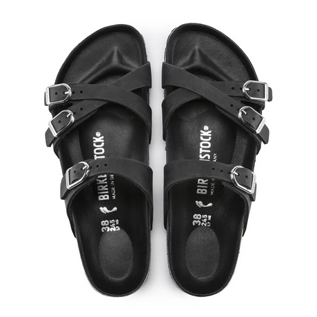 Birkenstock Franca Hex Narrow Slide Sandal (Women) - Black Oiled Leather Sandal - Slide - The Heel Shoe Fitters