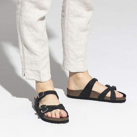 Birkenstock Franca Hex Narrow Slide Sandal (Women) - Black Oiled Leather Sandal - Slide - The Heel Shoe Fitters