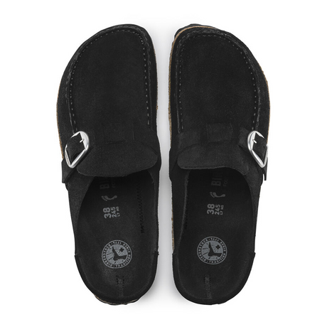 Birkenstock Buckley Clog (Women) - Black Suede Dress-Casual - Clogs & Mules - The Heel Shoe Fitters