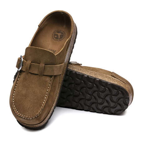 Birkenstock Buckley Clog (Women) - Tea Suede Dress-Casual - Clogs & Mules - The Heel Shoe Fitters