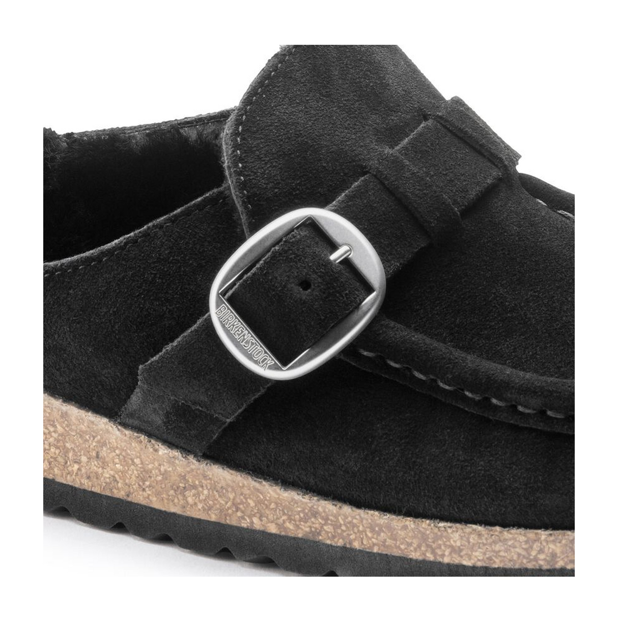 Birkenstock Buckley Clog (Women) - Black Suede/Black Shearling Dress-Casual - Clogs & Mules - The Heel Shoe Fitters