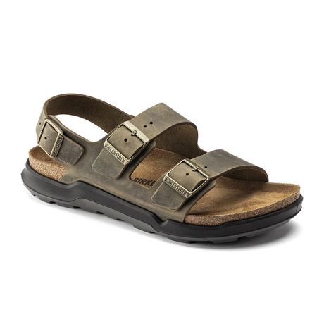 Birkenstock Milano Rugged Backstrap Sandal (Men) - Faded Khaki Oiled Leather Sandals - Backstrap - The Heel Shoe Fitters