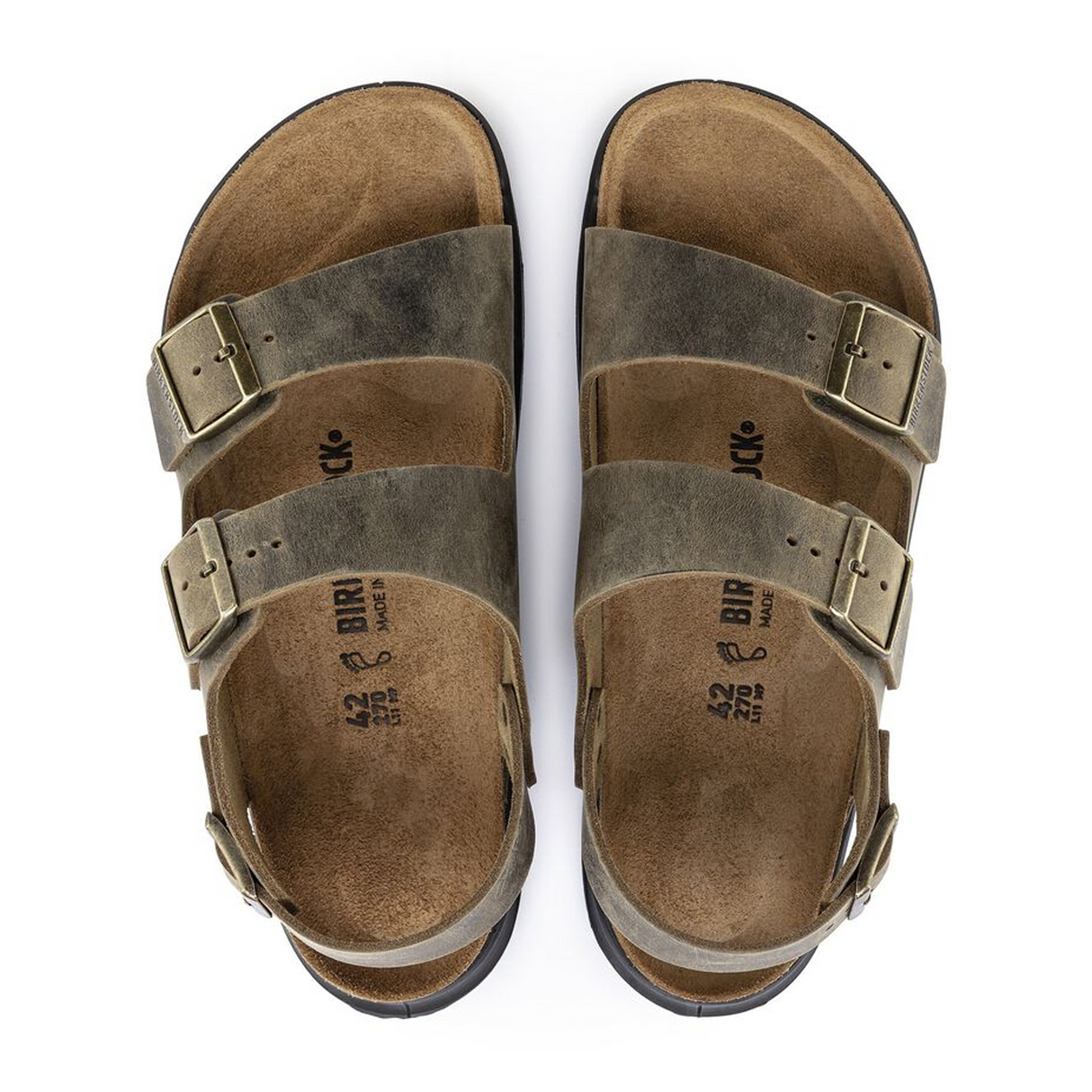 Birkenstock Milano Rugged Backstrap Sandal (Men) - Faded Khaki Oiled Leather Sandals - Backstrap - The Heel Shoe Fitters