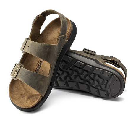 Birkenstock Milano Rugged Backstrap Sandal (Men) - Faded Khaki Oiled Leather Sandals - Backstrap - The Heel Shoe Fitters