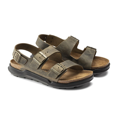 Birkenstock Milano Rugged Backstrap Sandal (Men) - Faded Khaki Oiled Leather Sandals - Backstrap - The Heel Shoe Fitters