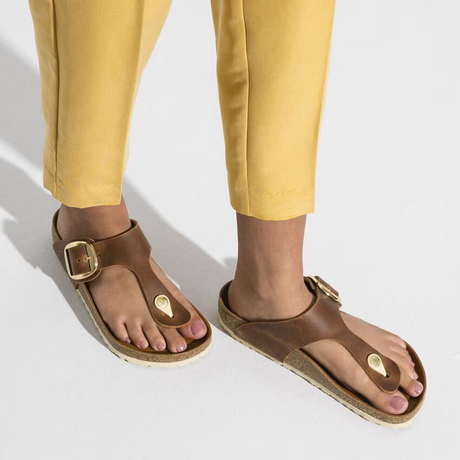 Birkenstock Gizeh Big Buckle Sandal (Women) - Cognac Leather Sandal - Thong - The Heel Shoe Fitters