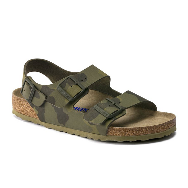 Birkenstock Milano Sandals Mens 9 Desert Soil Grey Taupe Camouflage Soft Footbed Milano Soft Footbed Birko-Flor in Color Desert Soil Gray  main image 4