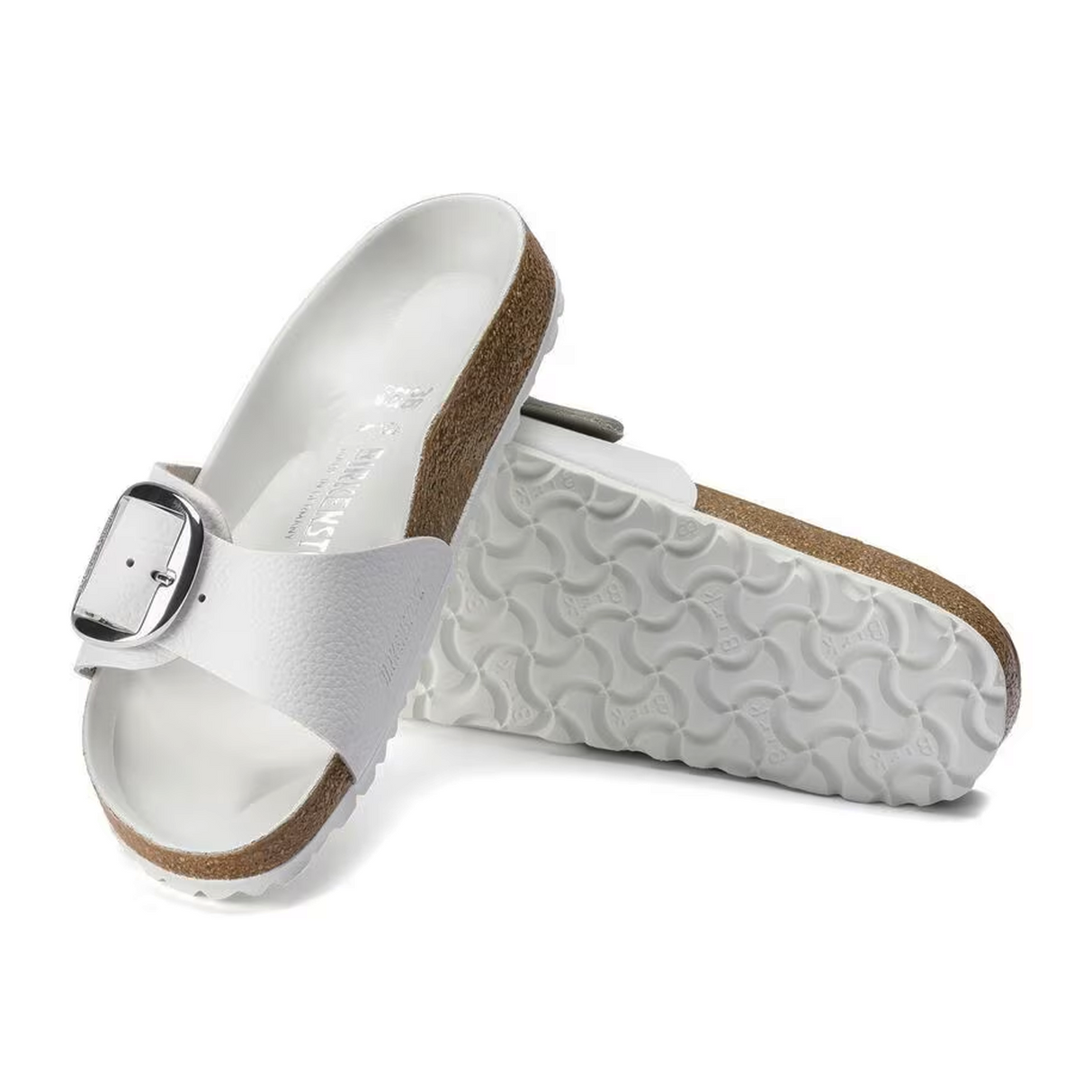 Birkenstock Madrid Big Buckle Narrow Slide Sandal (Women) - White Leather Sandal - Slide - The Heel Shoe Fitters