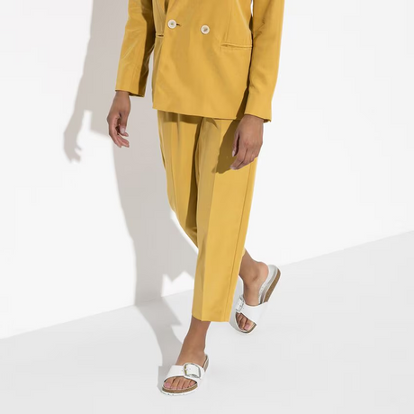 Birkenstock Madrid Big Buckle Narrow Slide Sandal (Women) - White Leather Sandal - Slide - The Heel Shoe Fitters