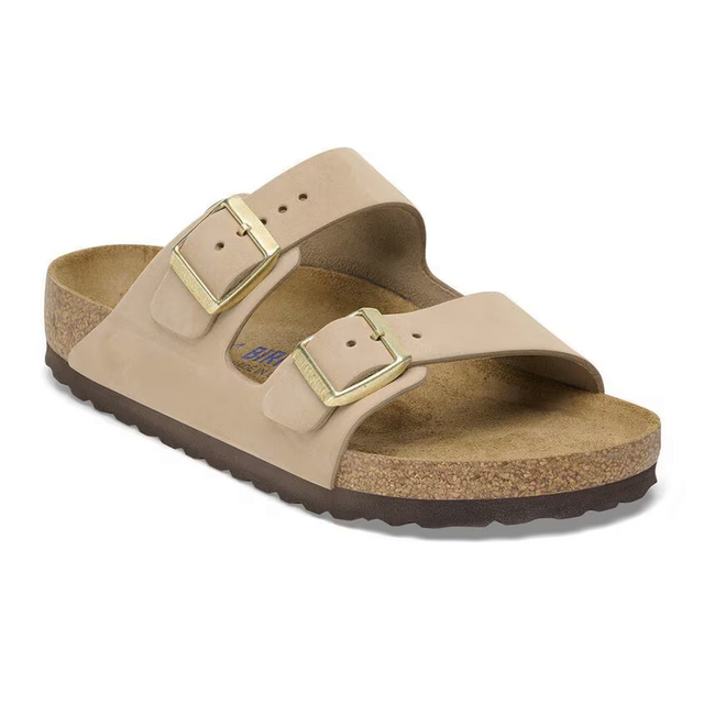 Birkenstock Arizona Soft Footbed Narrow Slide Sandal (Women) - Sandcastle Nubuck Sandal - Slide - The Heel Shoe Fitters