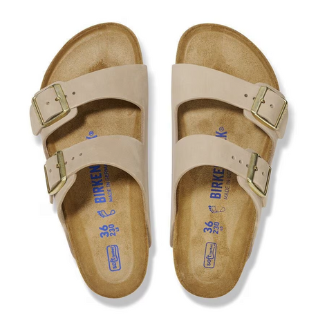 Birkenstock Arizona Soft Footbed Narrow Slide Sandal (Women) - Sandcastle Nubuck Sandal - Slide - The Heel Shoe Fitters