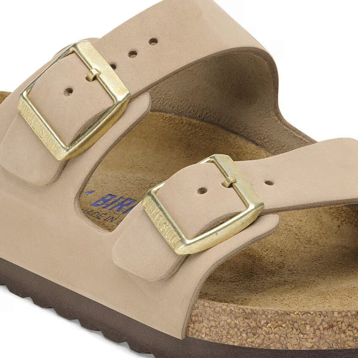 Birkenstock Arizona Soft Footbed Narrow Slide Sandal (Women) - Sandcastle Nubuck Sandal - Slide - The Heel Shoe Fitters