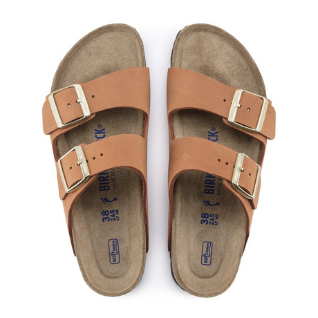 Birkenstock Arizona Soft Footbed Narrow Slide Sandal (Women) - Pecan Nubuck Sandals - Slide - The Heel Shoe Fitters