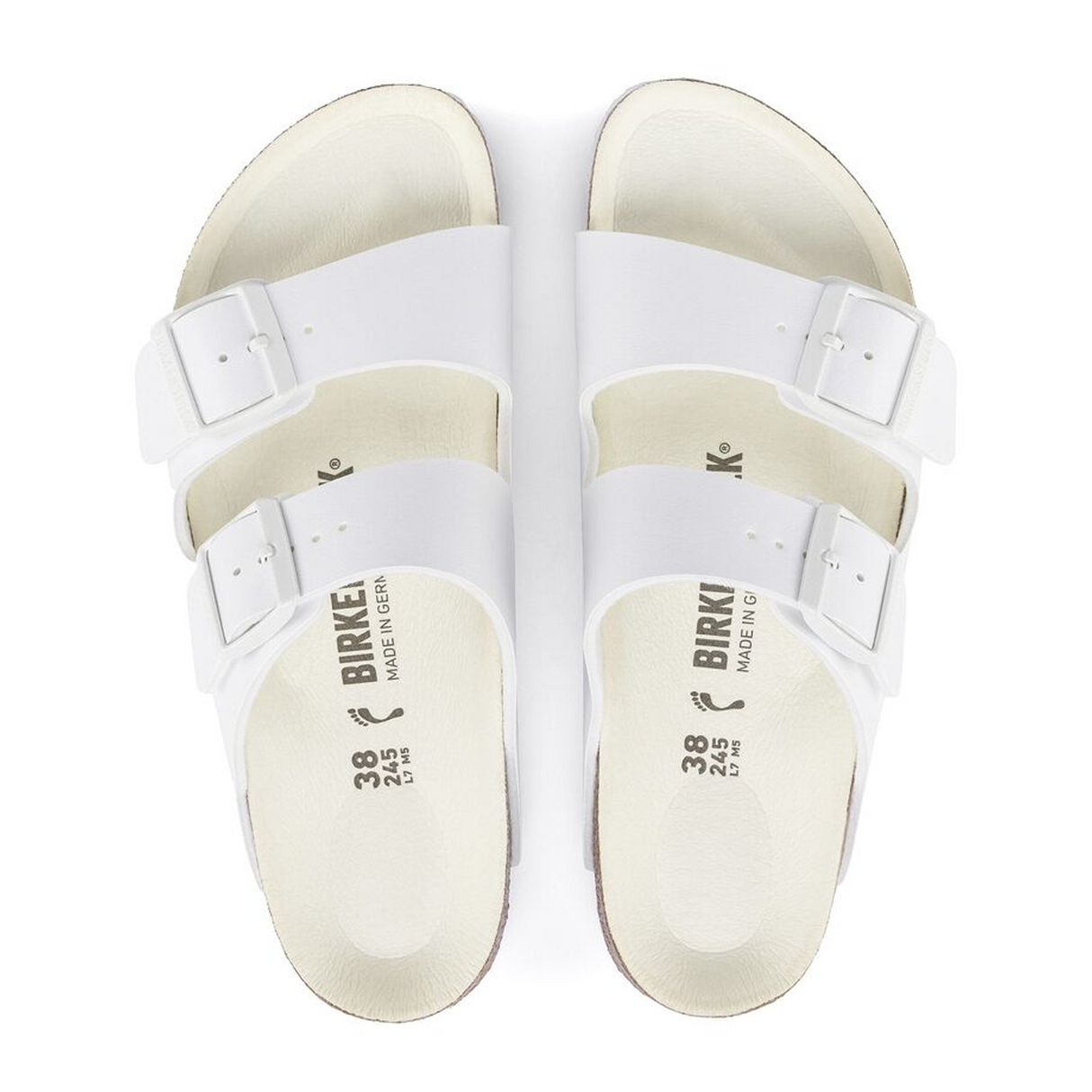 Birkenstock Arizona Slide Sandal (Women) - White/White Birko-Flor Sandals - Slide - The Heel Shoe Fitters