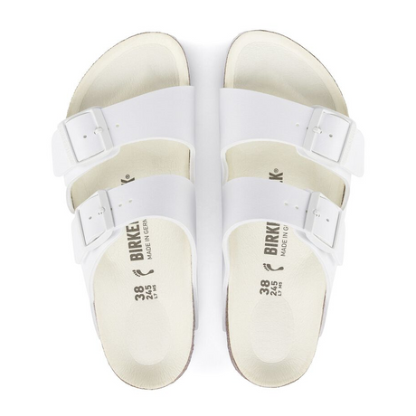 Birkenstock Arizona Slide Sandal (Women) - White/White Birko-Flor Sandals - Slide - The Heel Shoe Fitters