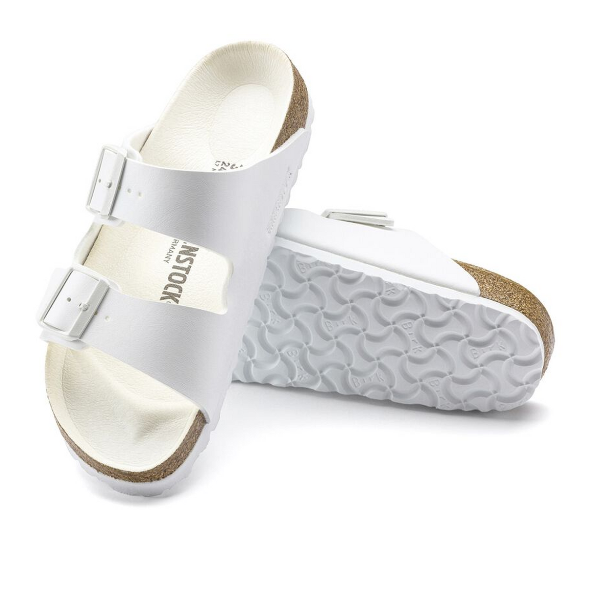 Birkenstock Arizona Slide Sandal (Women) - White/White Birko-Flor Sandals - Slide - The Heel Shoe Fitters