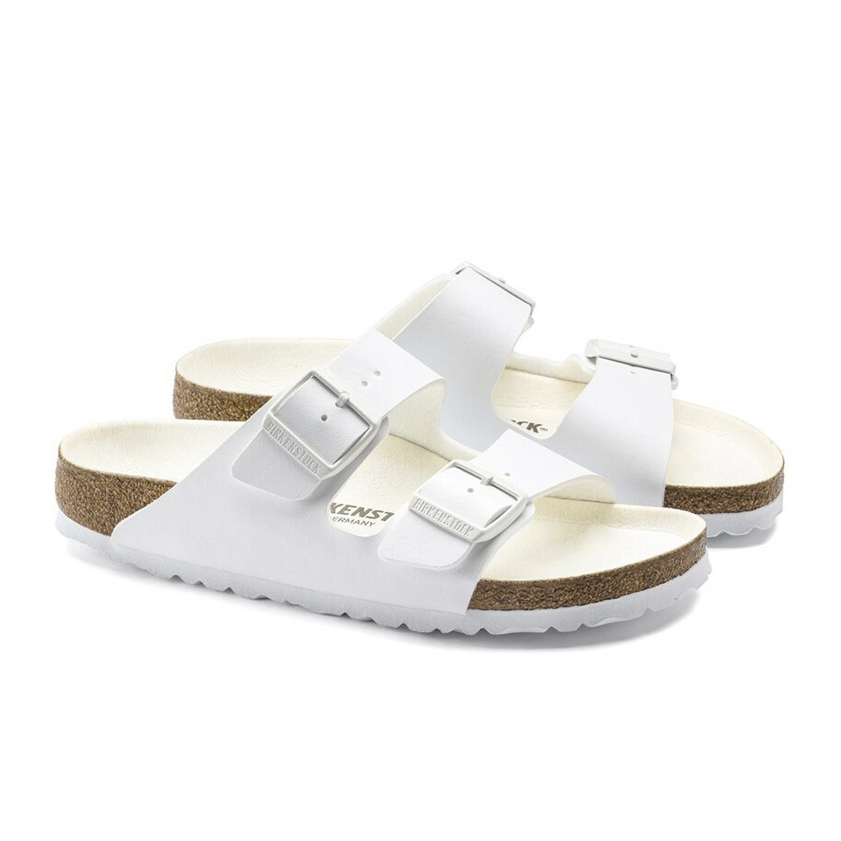 Birkenstock Arizona Slide Sandal (Women) - White/White Birko-Flor Sandals - Slide - The Heel Shoe Fitters