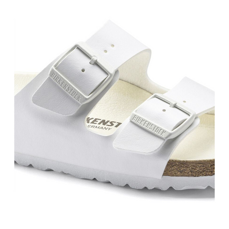 Birkenstock Arizona Slide Sandal (Women) - White/White Birko-Flor Sandals - Slide - The Heel Shoe Fitters