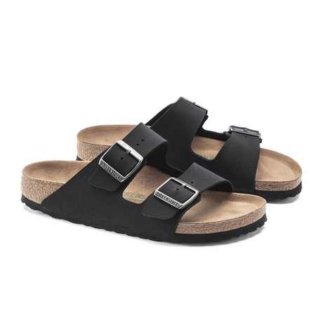 Birkenstock Arizona Vegan Slide Sandal (Women) - Black Birkibuc Sandals - Slide - The Heel Shoe Fitters