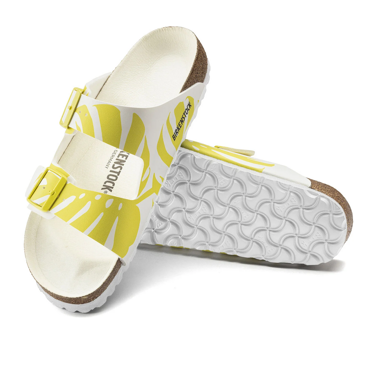 Birkenstock Arizona Slide Sandal (Women) - Monstera Lime Sour Birko-Flor Sandals - Slide - The Heel Shoe Fitters