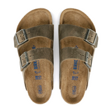 Birkenstock Arizona Soft Footbed Sandal (Unisex) - Faded Khaki Oiled Leather Sandals - Slide - The Heel Shoe Fitters