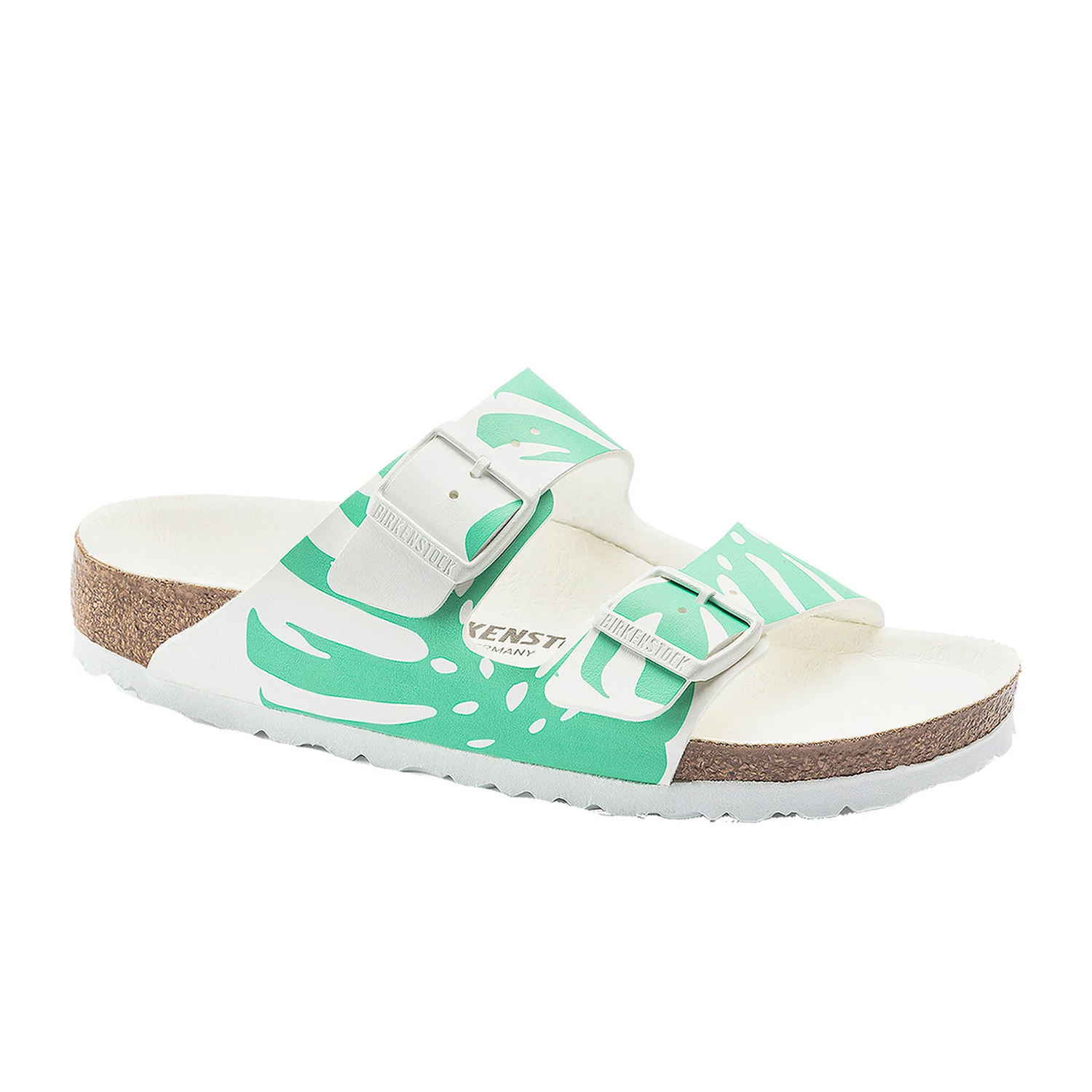 monstera sandals Birkenstock Arizona Slide Sandal (Women) - Monstera Bold Jade Birko-Flor