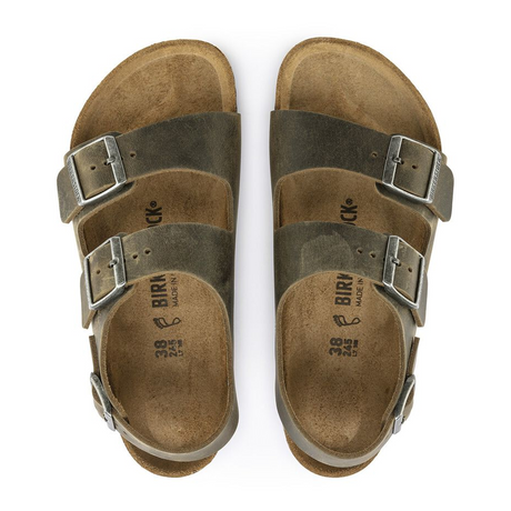 Birkenstock Milano Backstrap Sandal (Men) - Faded Khaki Oiled Leather Sandals - Backstrap - The Heel Shoe Fitters