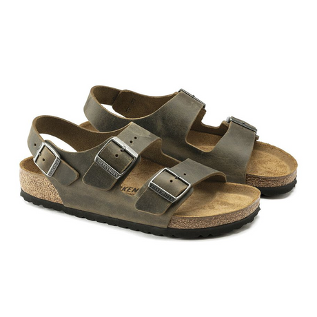 Birkenstock Milano Backstrap Sandal (Men) - Faded Khaki Oiled Leather Sandals - Backstrap - The Heel Shoe Fitters