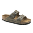 Birkenstock Arizona Soft Footbed Slide Sandal (Unisex) - Faded Khaki Oiled Leather Sandals - Slide - The Heel Shoe Fitters