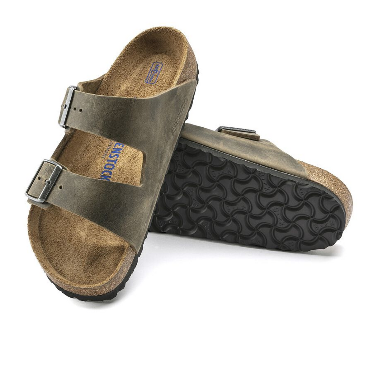 Birkenstock Arizona Soft Footbed Narrow Slide Sandal (Unisex) - Faded Khaki Oiled Leather Sandals - Slide - The Heel Shoe Fitters